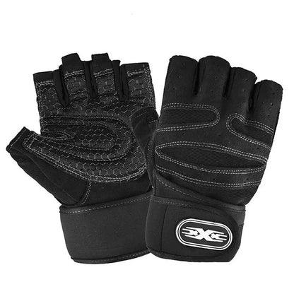 Gym Gloves Half Finger — Wrist Wrap Support | Weight Lifting