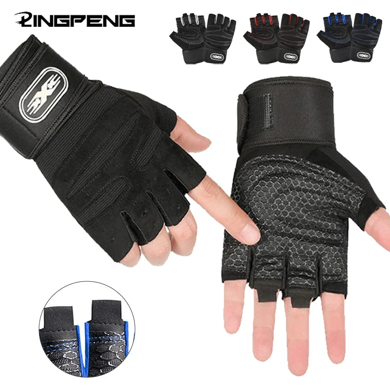 Gym Gloves Half Finger — Wrist Wrap Support | Weight Lifting