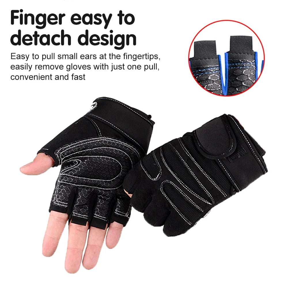 Gym Gloves Half Finger — Wrist Wrap Support | Weight Lifting