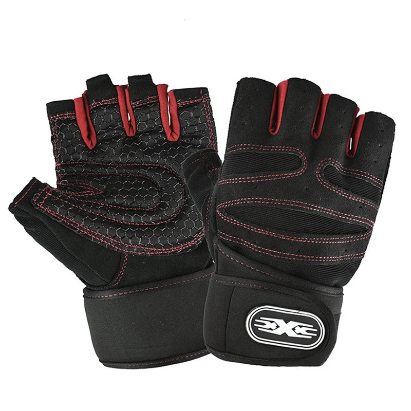Gym Gloves Half Finger — Wrist Wrap Support | Weight Lifting