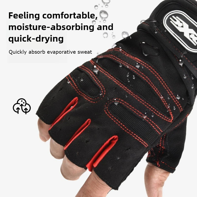 Gym Gloves Half Finger — Wrist Wrap Support | Weight Lifting