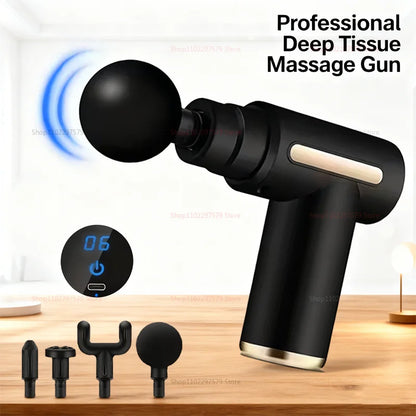 Fascia Massage Gun — 6 Speeds, 4 Heads | Deep Tissue Recovery