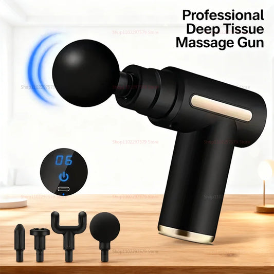 Fascia Massage Gun — 6 Speeds, 4 Heads | Deep Tissue Recovery